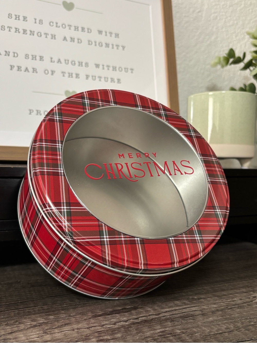 Merry Christmas Plaid Tin from Hobby Lobby - Set of 2